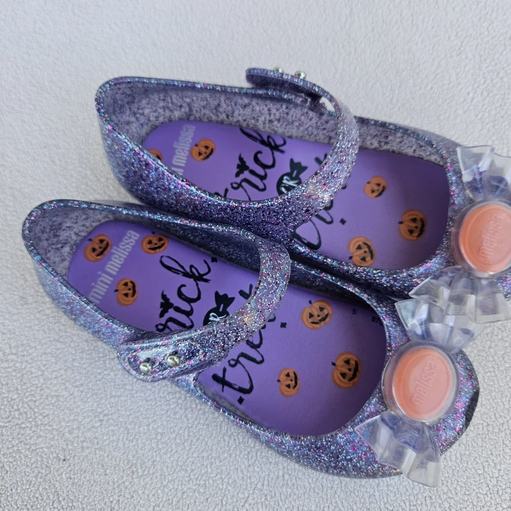 Mini Melissa Ultragirl Trick or Treat Halloween Mary Jane Purple Flats SZ 10
